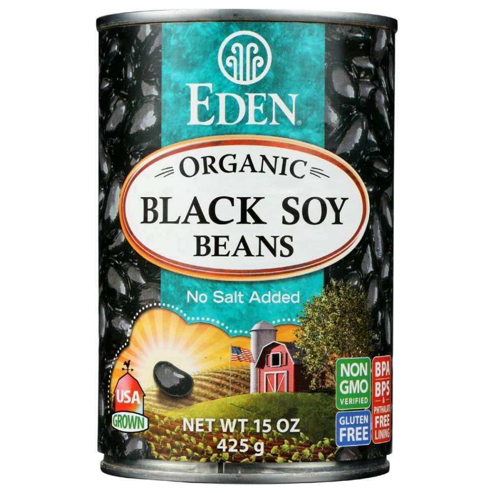EDEN FOODS Black Soybeans Organic 15 oz can with no salt added and BPA-free packaging