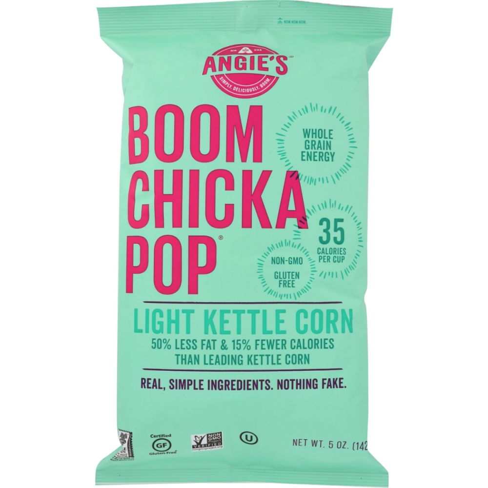 ANGIES Lightly Sweet and Salty Kettle Corn 5 oz bag with 50% less fat and 15% fewer calories