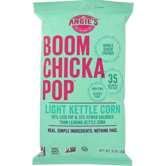 ANGIES Lightly Sweet and Salty Kettle Corn 5 oz bag with 50% less fat and 15% fewer calories