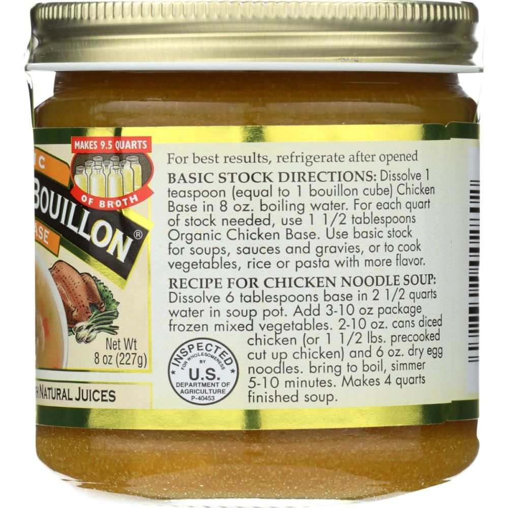 Better Than Bouillon Organic Chicken Base 8 oz jar with spoonable blendable base for cooking flavors