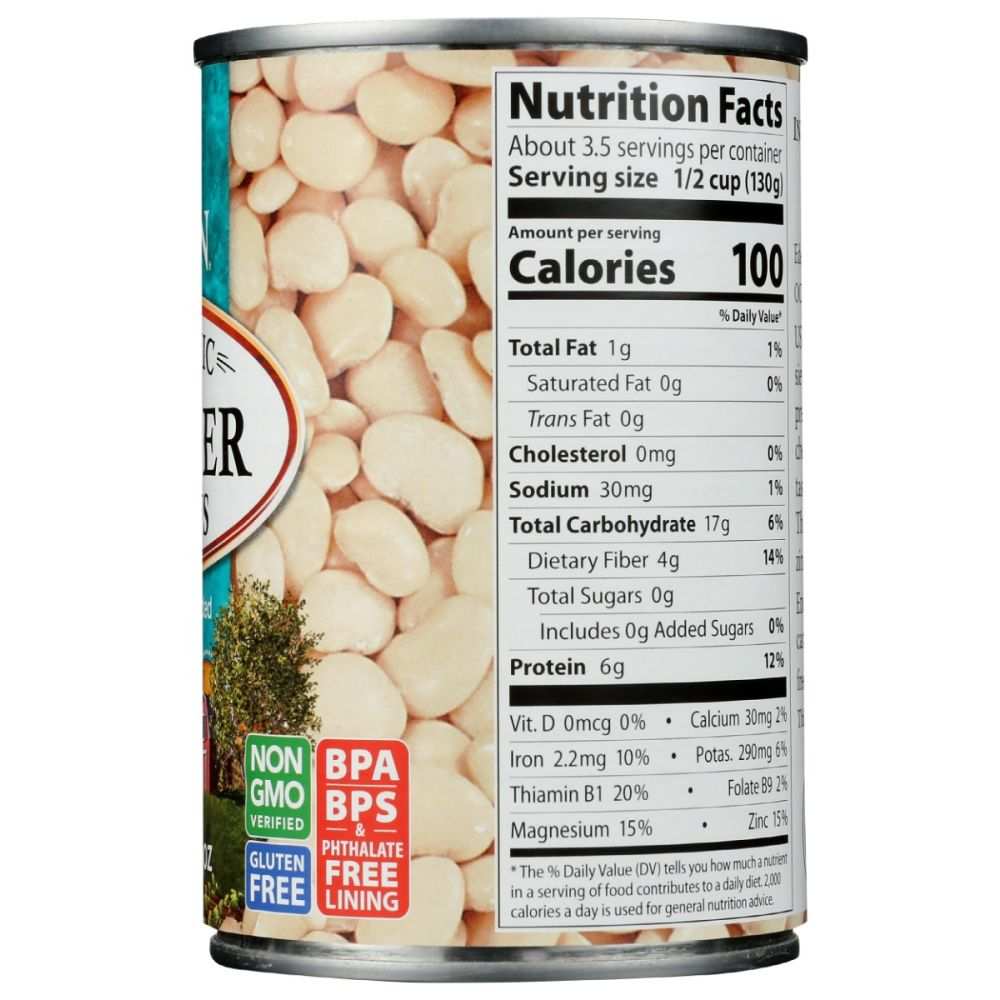 EDEN FOODS Butter Beans Organic 15 oz can baby lima beans no salt added