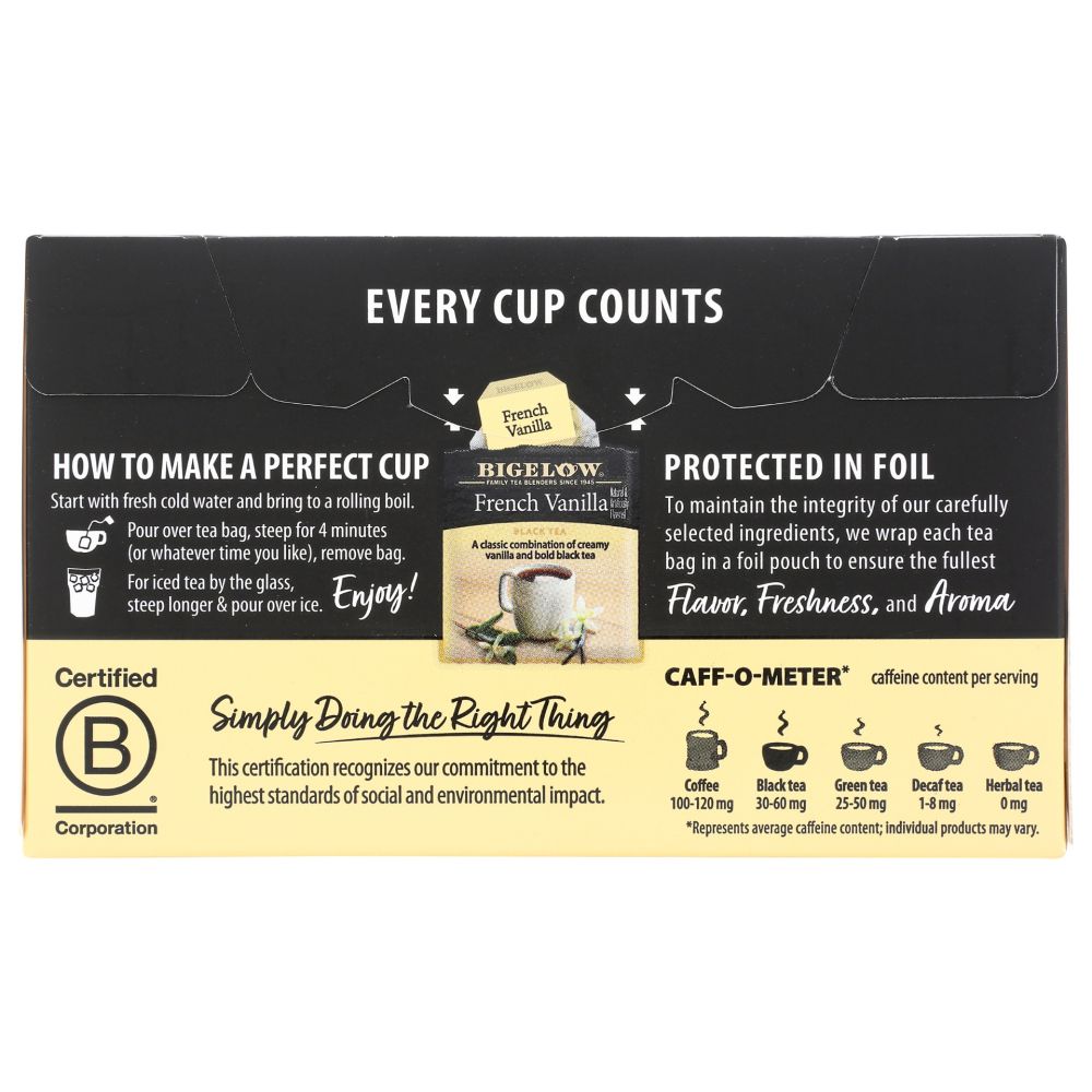 BIGELOW: French Vanilla Black Tea 20Bg, 1.28 oz - SMART GREENS