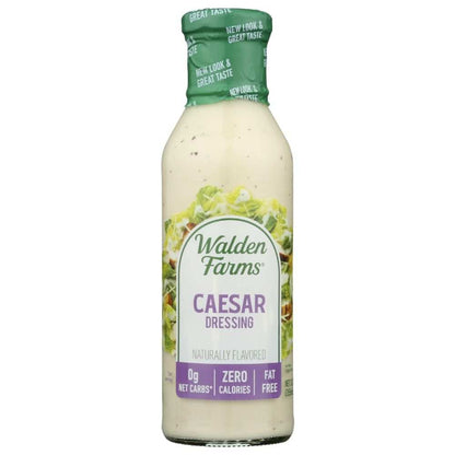 WALDEN FARMS Caesar Zero Calorie Dressing bottle on salad plate