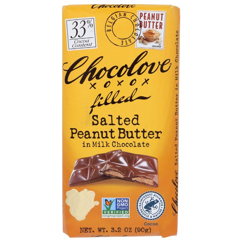 CHOCOLOVE: Salted Peanut Butter in Milk Chocolate, 3.2 oz - SMART GREENS