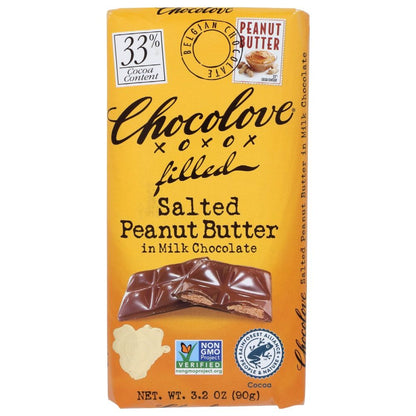 CHOCOLOVE: Salted Peanut Butter in Milk Chocolate, 3.2 oz - SMART GREENS