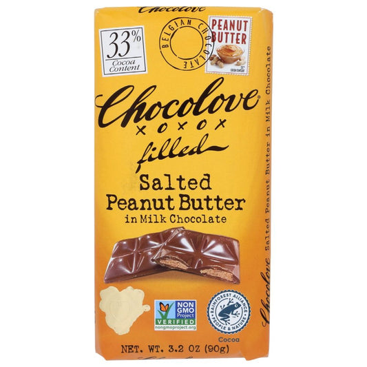 CHOCOLOVE: Salted Peanut Butter in Milk Chocolate, 3.2 oz - SMART GREENS