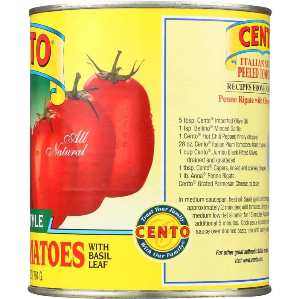 CENTO Italian Style Whole Peeled Tomatoes 28 oz can packed fresh for rich flavor