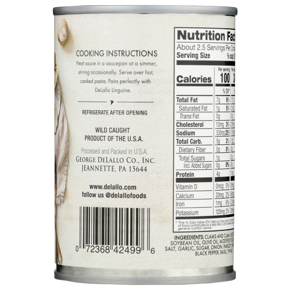 DELALLO: White Clam Sauce, 10.5 oz - SMART GREENS