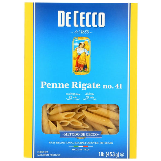 DE CECCO: Penne Rigate No 41 Pasta, 16 oz - SMART GREENS