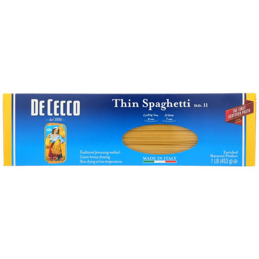 DE CECCO: Thin Spaghetti No 11 Pasta, 16 oz - SMART GREENS