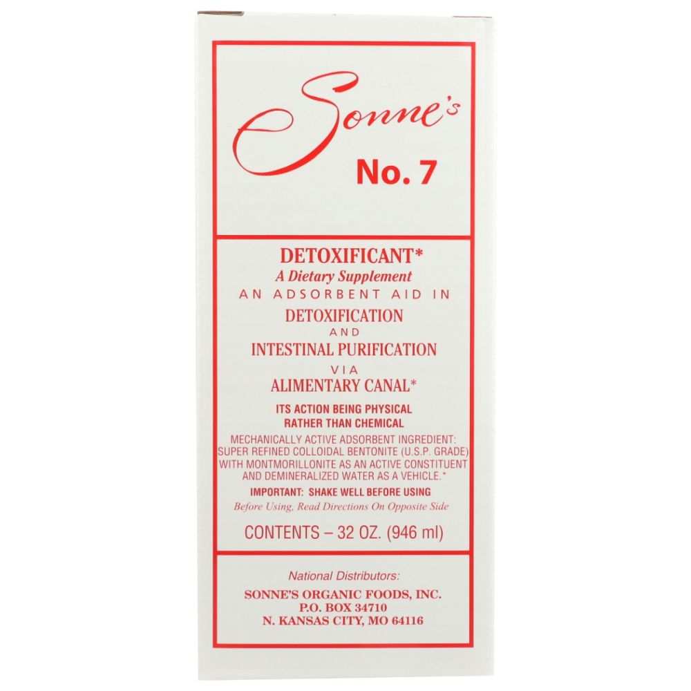 SONNES No 7 Detoxificant 32 oz cleansing drink with psyllium fiber and bentonite detox ingredients