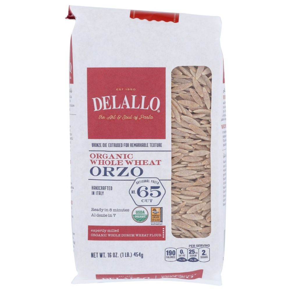 DELALLO: Whole Wheat Orzo Pasta, 16 oz - SMART GREENS
