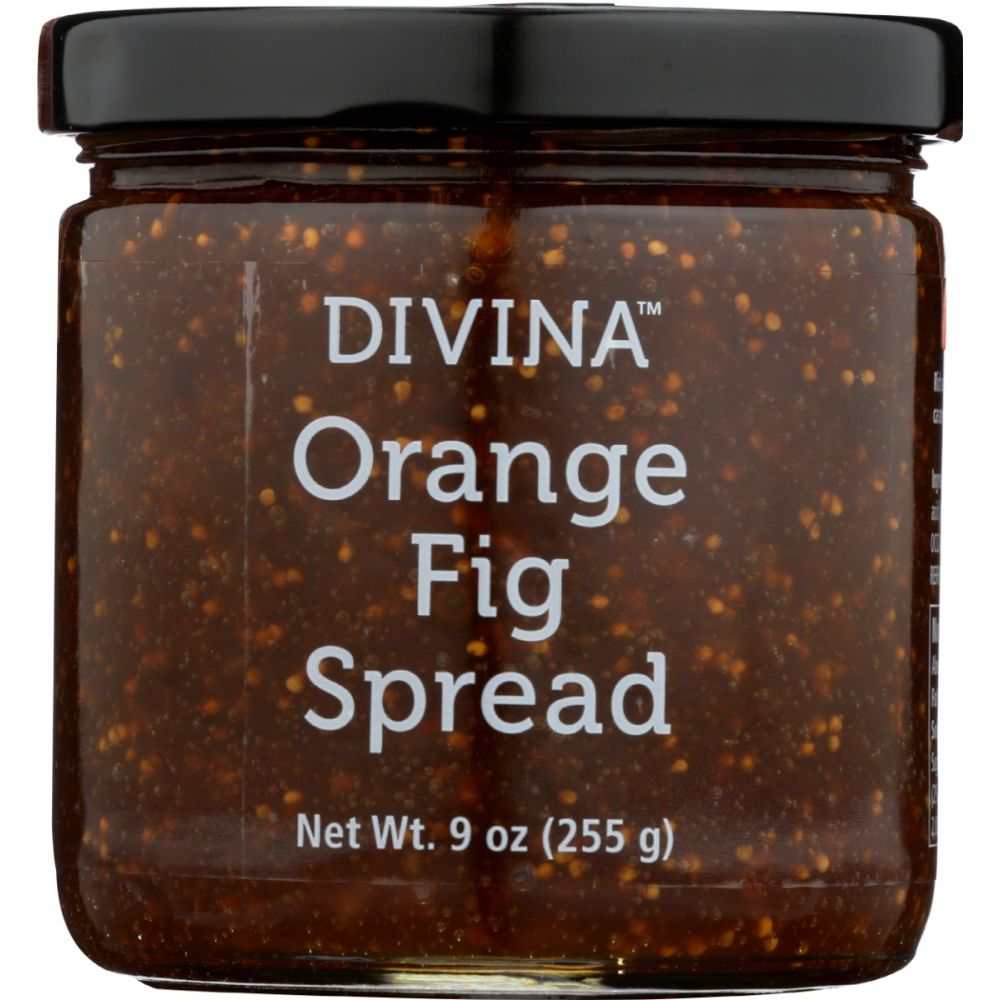 Orange Fig Spread artisan jam with citrus flavor in 9oz jar by DIVINA