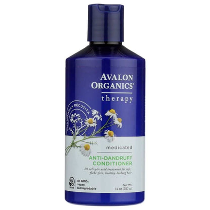 AVALON ORGANICS Anti Dandruff Conditioner 14 oz bottle with natural ingredients and salicylic acid