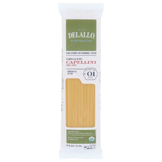DeLallo Pasta organic Capellini 1 lb package traditional Italian pasta made from durum wheat semolina