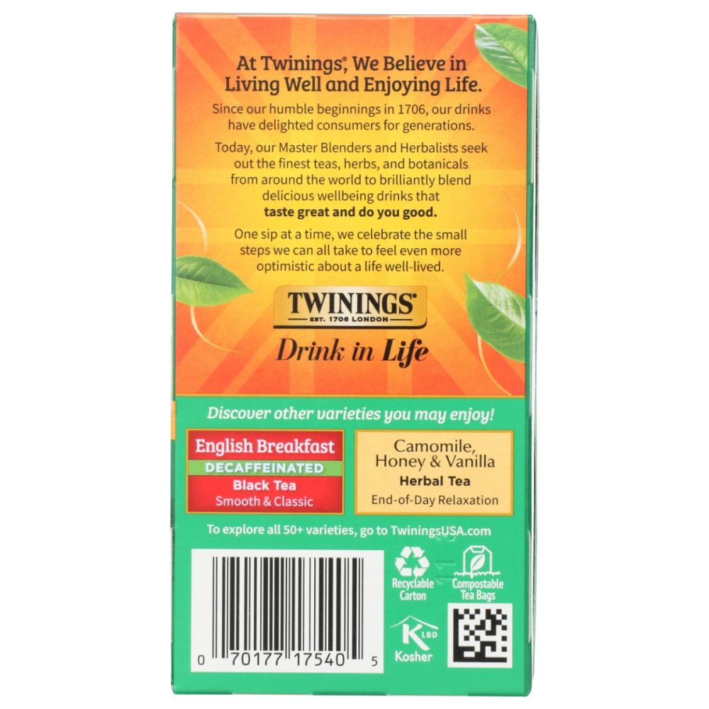 TWINING TEA: Irish Breakfast Decaf Tea, 20 bg - SMART GREENS