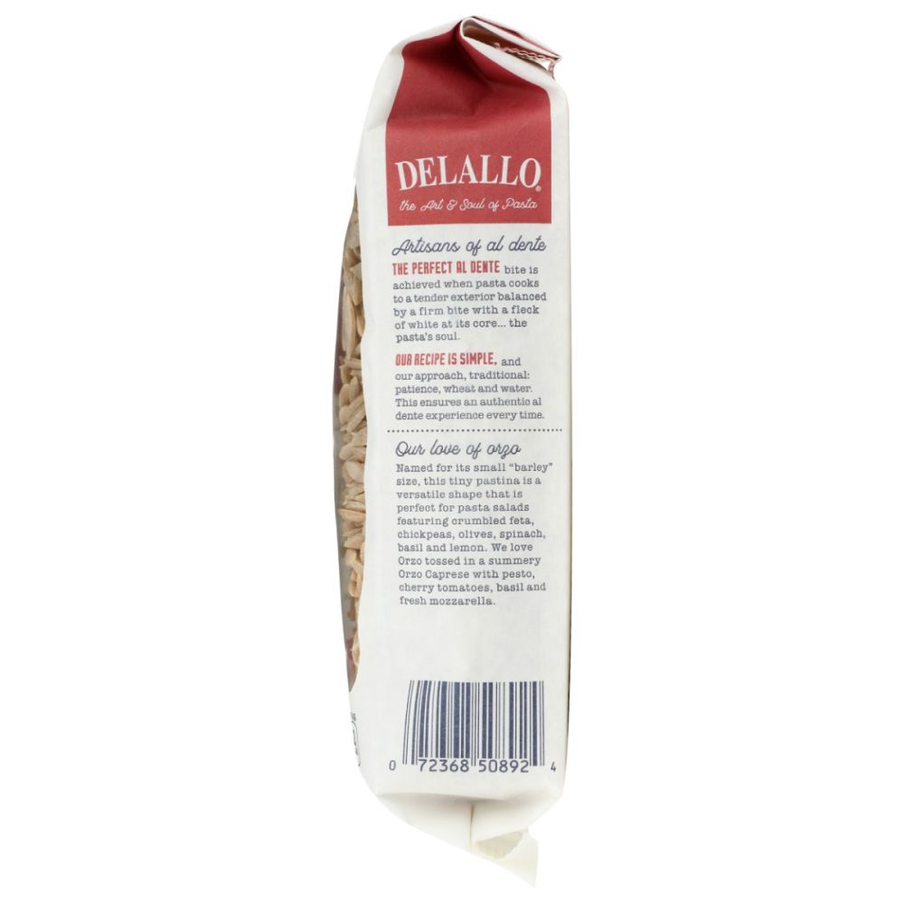 DELALLO: Whole Wheat Orzo Pasta, 16 oz - SMART GREENS