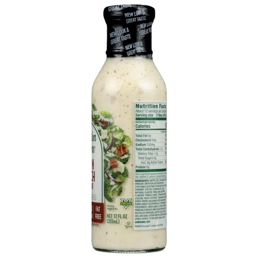 Walden Farms Bacon Ranch Zero Calorie Dressing bottle with organic herbs and spices label