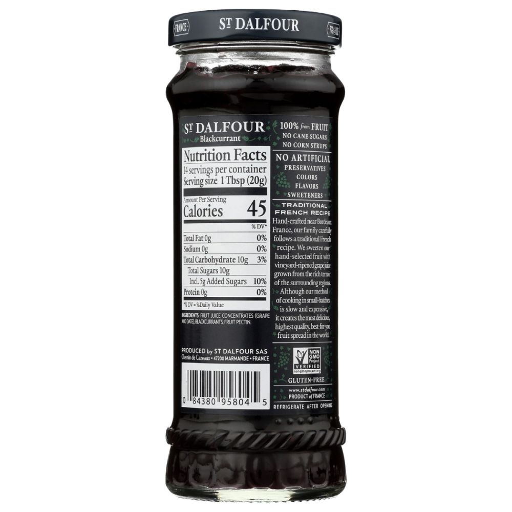 ST DALFOUR: Blackcurrant Fruit Spread, 10 oz - SMART GREENS