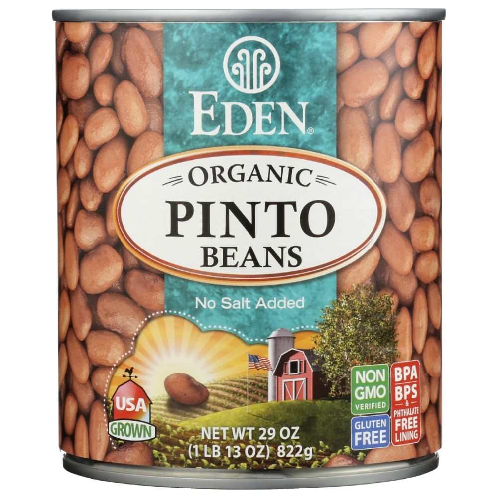 EDEN FOODS organic pinto beans 29 oz can, no salt added, BPA free