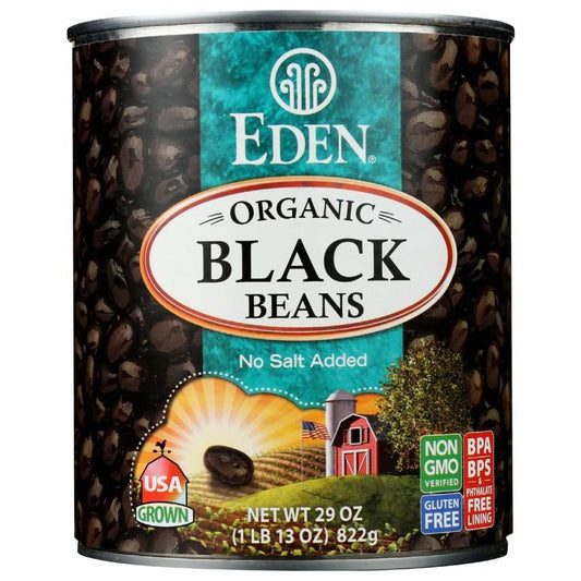 EDEN FOODS Organic Black Turtle Beans 29 oz can with no salt added and antioxidant-rich pigments