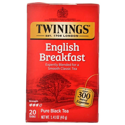 TWINING TEA English Breakfast Tea box with 20 tea bags, rich and full-bodied blend from Kenya, Malawi, and Assam