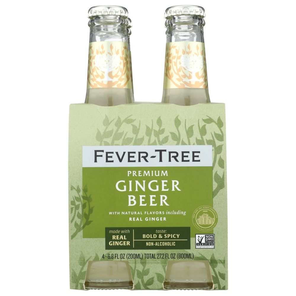 Fever-Tree premium ginger beer 4-pack, non-alcoholic, real ginger, bold and spicy