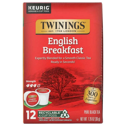 TWINING TEA English Breakfast KCup Pods 12 pack with full-bodied brisk tea blend