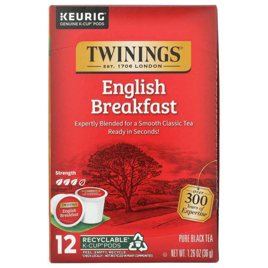 TWINING TEA English Breakfast KCup Pods 12 pack with full-bodied brisk tea blend