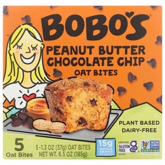 BOBOS OAT BARS: Peanut Butter Chocolate Chip Oat Bites, 6.5 oz - SMART GREENS