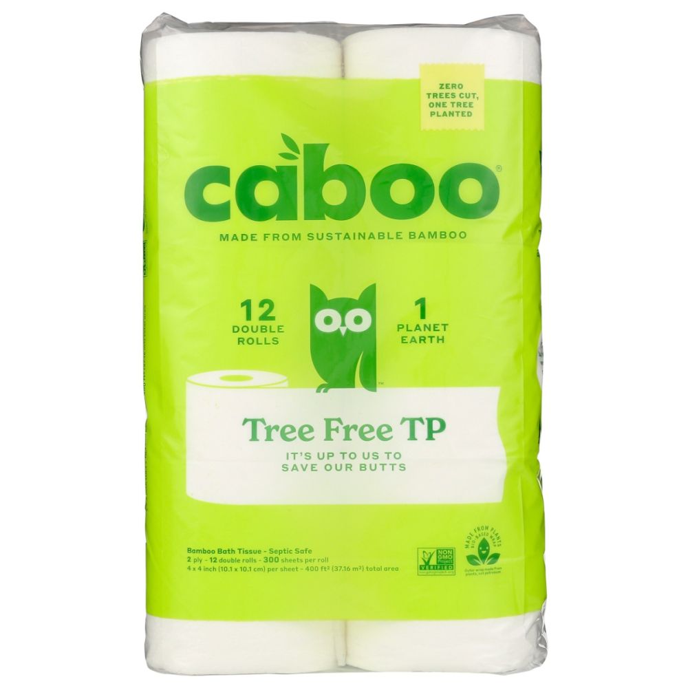 Caboo bamboo toilet paper 12-pack, eco-friendly tree-free bath tissue