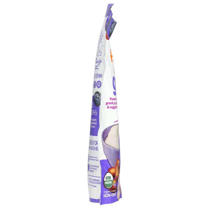 Side view of a pouch of organic non-GMO freeze-dried yogurt and fruit snack