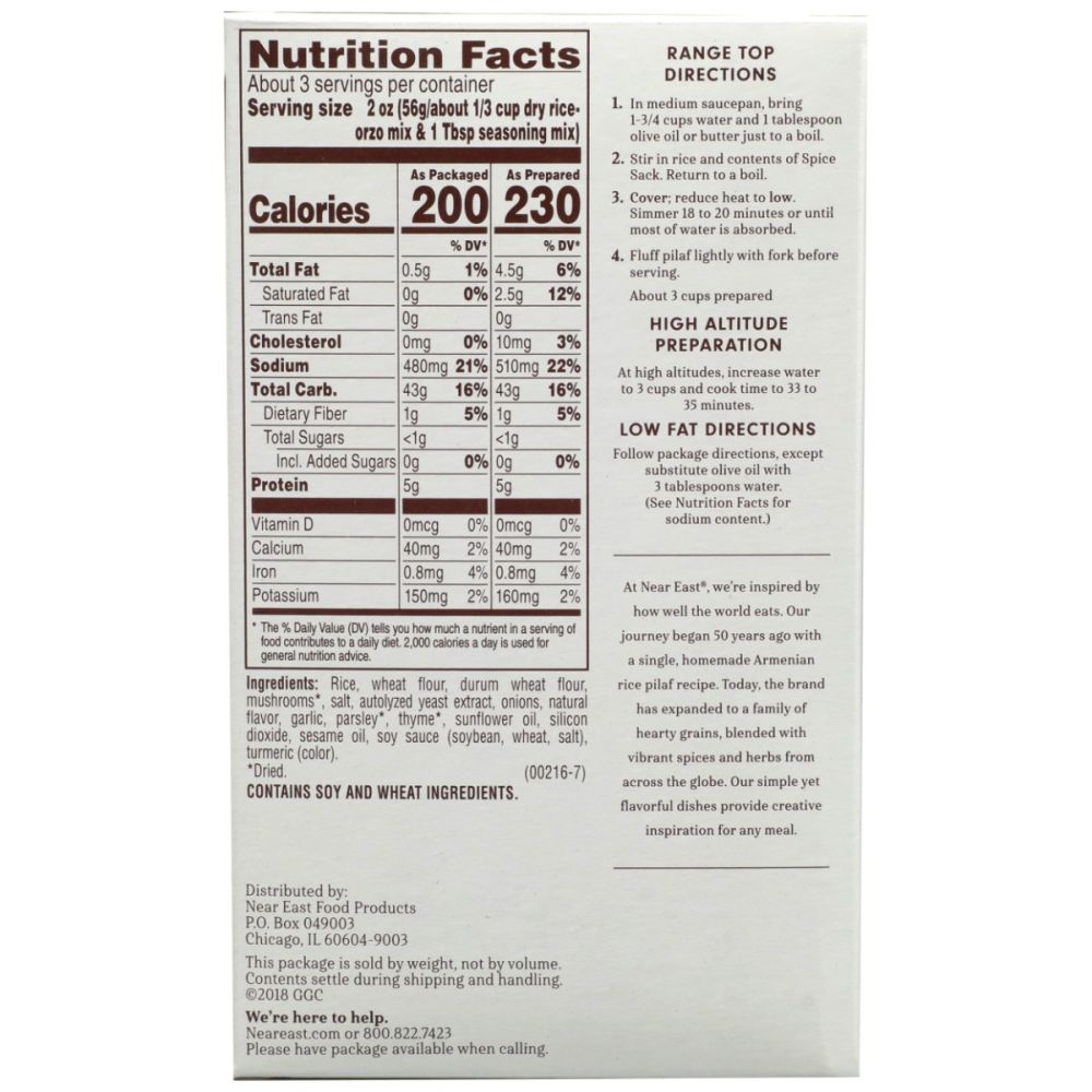 NEAR EAST: Rice Pilafs and Blends Mushroom and Herb, 6.3 oz - SMART GREENS