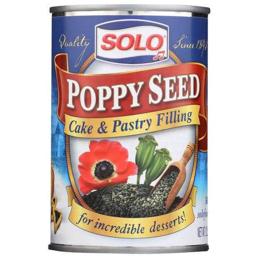 SOLO Poppy Seed Cake and Pastry Filling 12.5 oz package showcasing authentic European poppy seeds