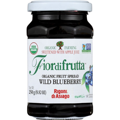 RIGONI: Fiordifrutta Organic Fruit Spread Wild Blueberry, 8.82 oz - SMART GREENS