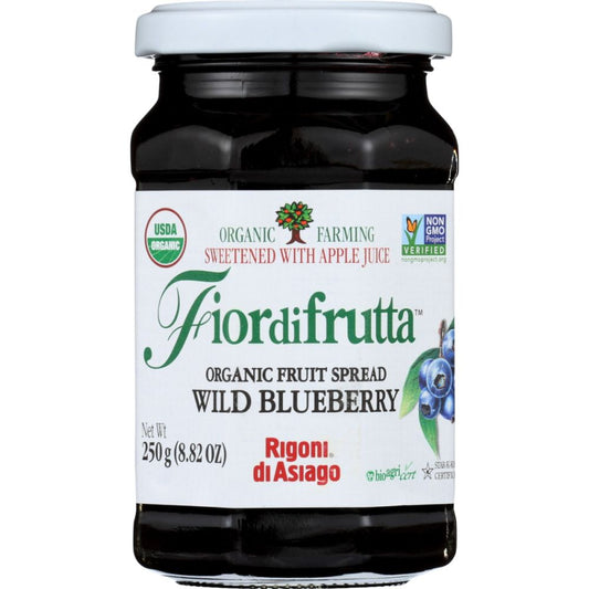 RIGONI: Fiordifrutta Organic Fruit Spread Wild Blueberry, 8.82 oz - SMART GREENS