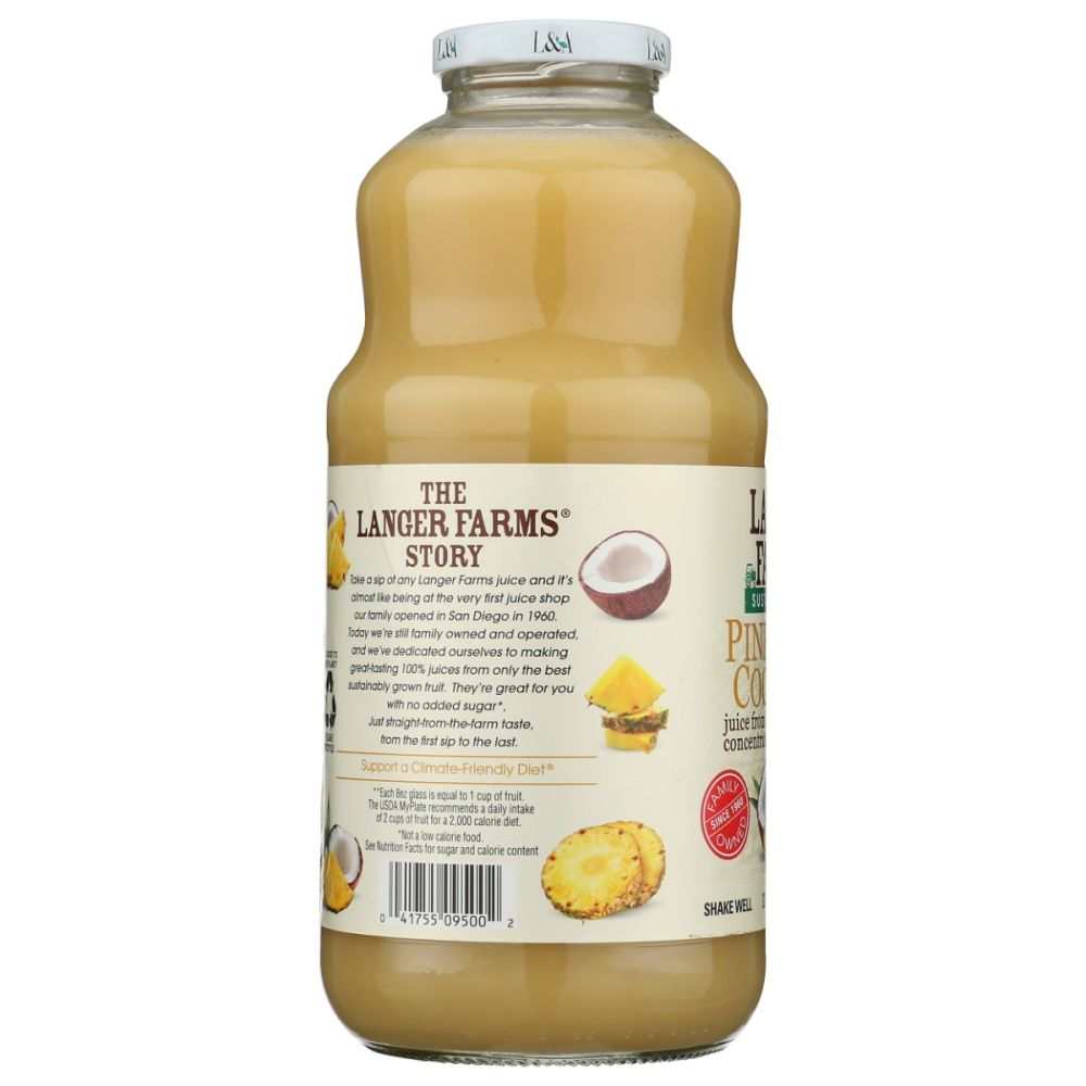 L & A JUICE pineapple coconut juice 32 oz tropical beverage blend