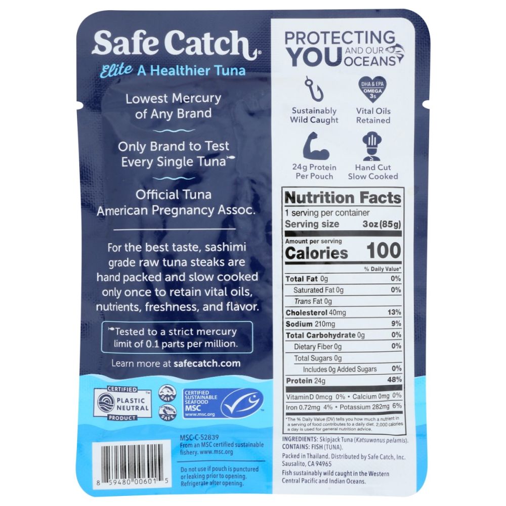 SAFECATCH: Elite Wild Tuna Pouch, 3 oz - SMART GREENS