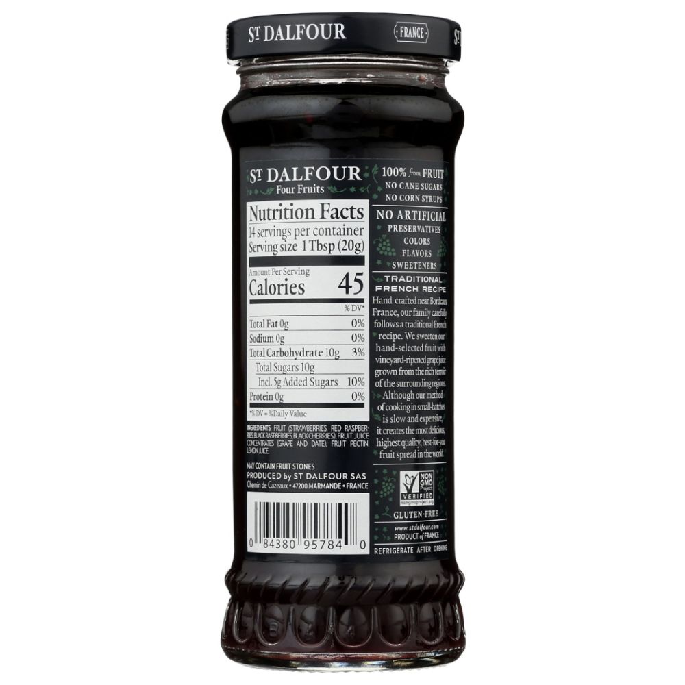 ST DALFOUR: Four Fruits Fruit Spread, 10 oz - SMART GREENS