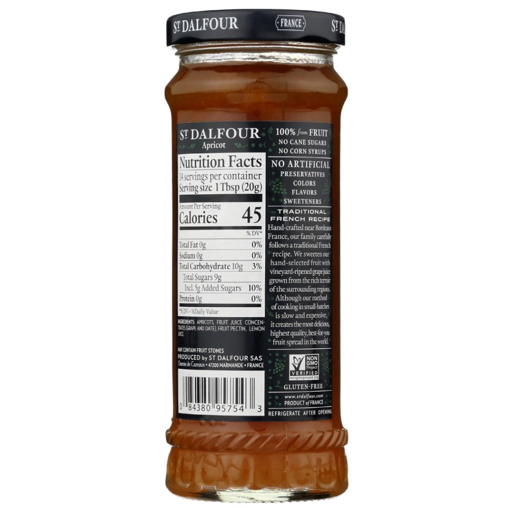 ST DALFOUR: Apricot Fruit Spread, 10 oz - SMART GREENS