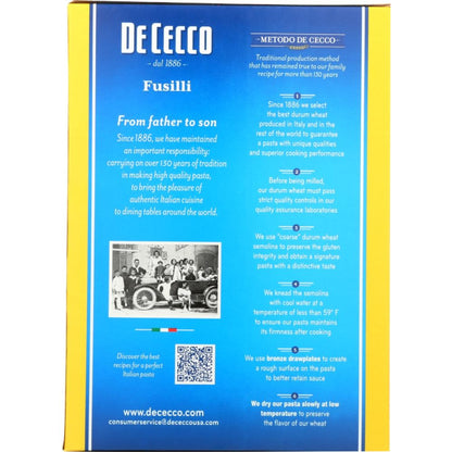 DE CECCO: Fusilli No 34 Pasta, 16 oz - SMART GREENS