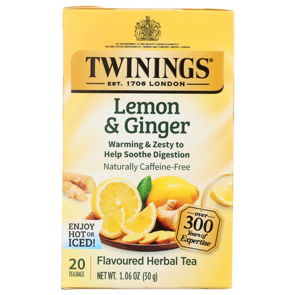 TWINING TEA: Lemon and Ginger Tea, 20 bg - SMART GREENS