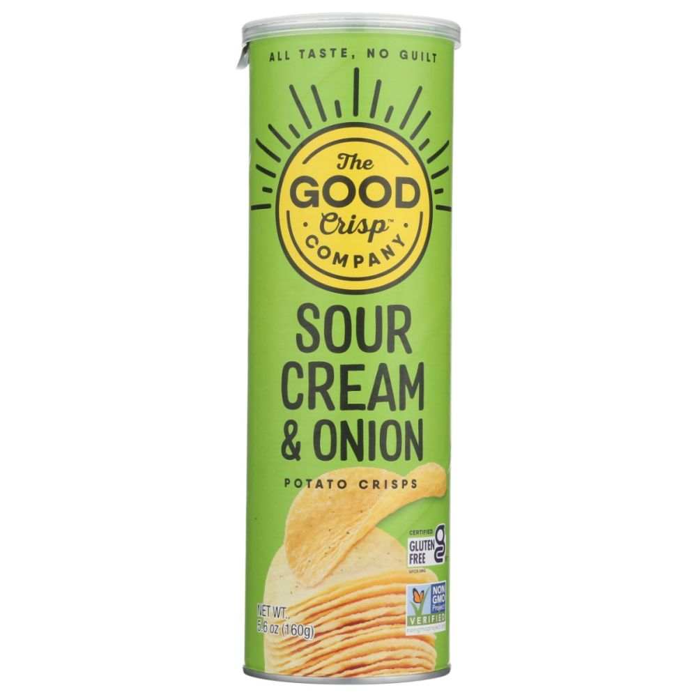 THE GOOD CRISP COMPANY Sour Cream and Onion Potato Chips canister 5.6oz gluten-free non-GMO healthier snack alternative