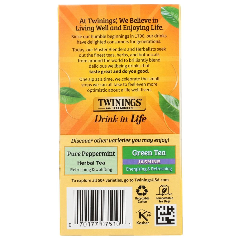 TWINING TEA: Lemon and Ginger Tea, 20 bg - SMART GREENS