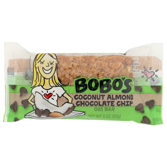 BOBOS OAT BARS Coconut Almond Chocolate Chip gluten-free vegan oat bar 3 oz packaging