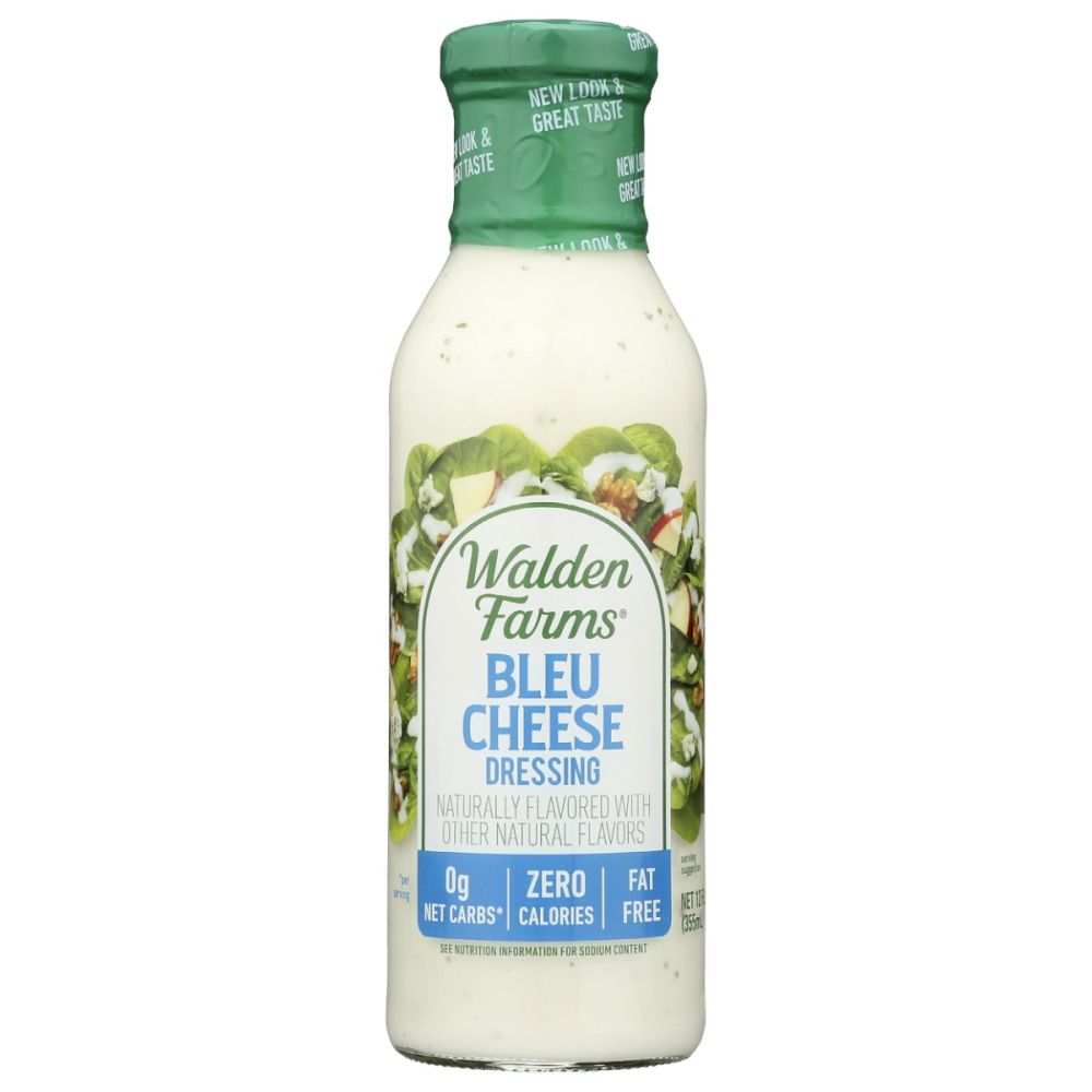WALDEN FARMS Bleu Cheese Zero Calorie Dressing bottle with creamy tangy dressing.