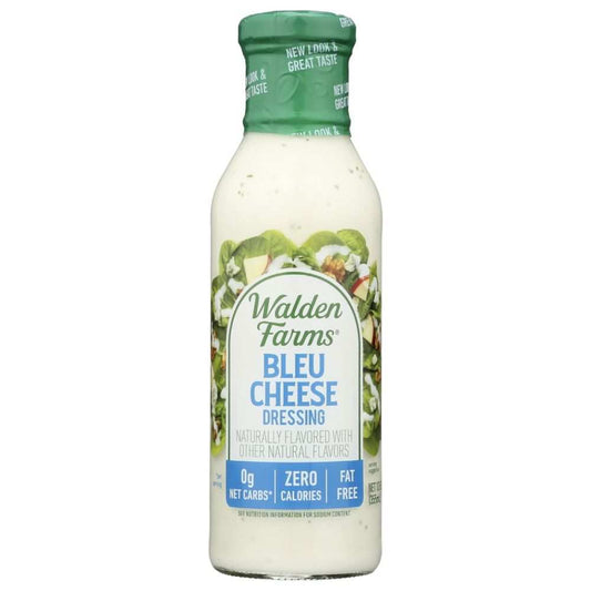 WALDEN FARMS Bleu Cheese Zero Calorie Dressing bottle with creamy tangy dressing.