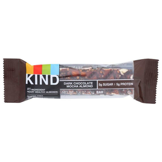 KIND Dark Chocolate Mocha Almond Nut Bar 1.4 oz with coffee and almonds