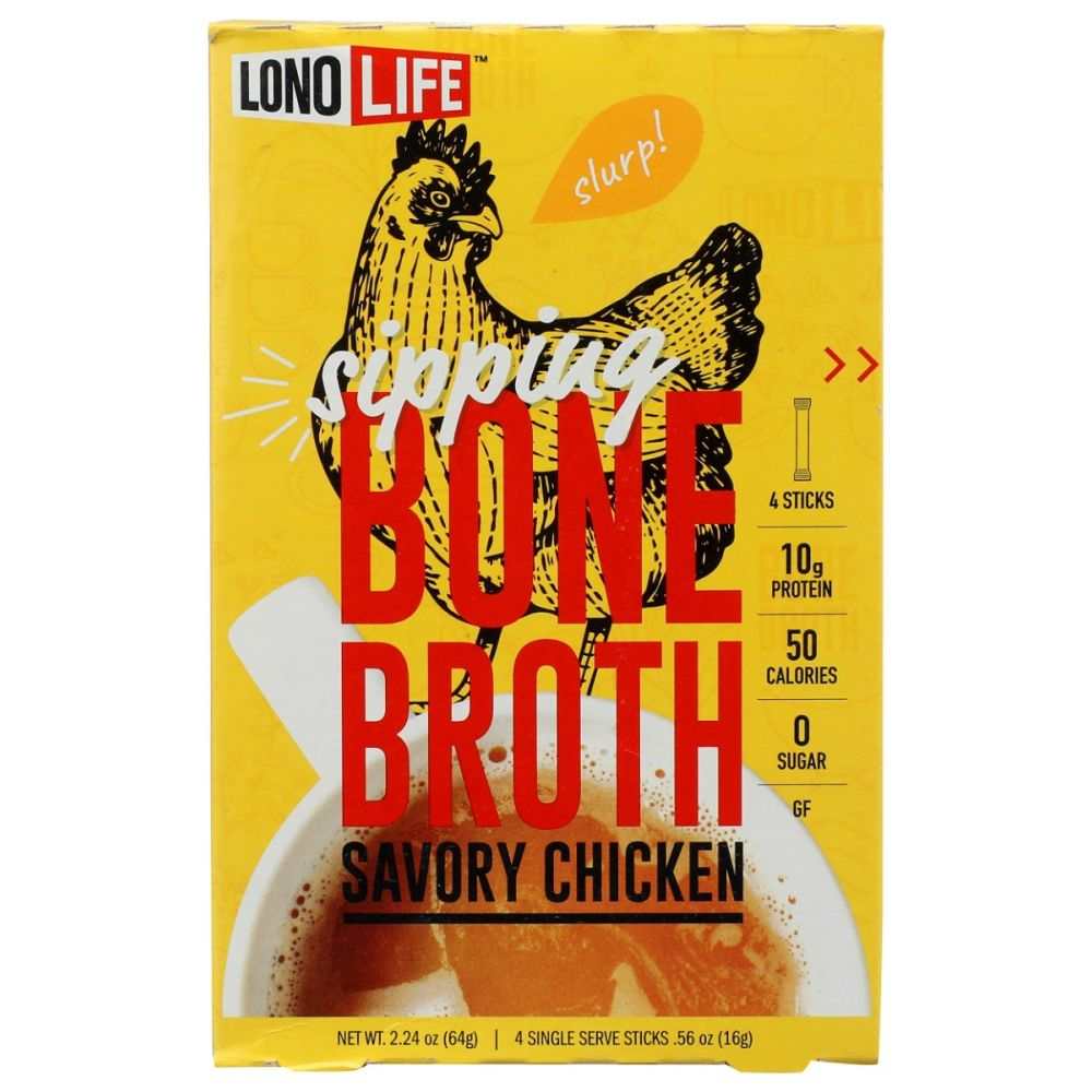 LONOLIFE Savory Chicken Bone Broth Stick 4-pack with bold, flavorful, clean ingredients for convenient, nutritious hydration and wellness support