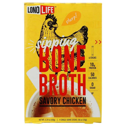 LONOLIFE Savory Chicken Bone Broth Stick 4-pack with bold, flavorful, clean ingredients for convenient, nutritious hydration and wellness support